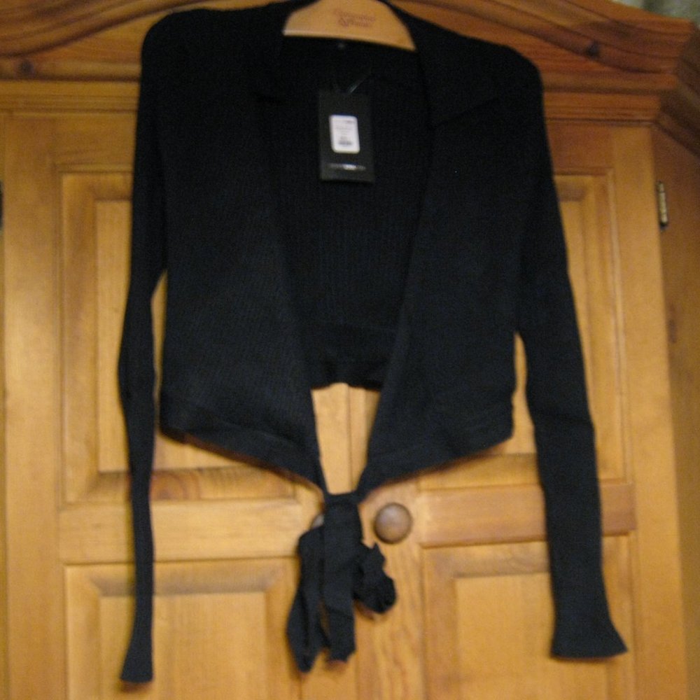 NWT Women Fashion Nova Feelings Still Deep Rib Sweater Black Large